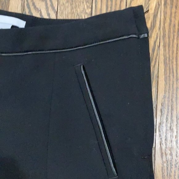 H&m Black Fitted Dress Pants with faux leather Trim & ankle zippers Size…​​​​ - Picture 6 of 12